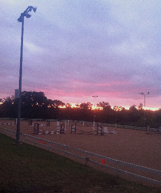 lakeside arena at sunset